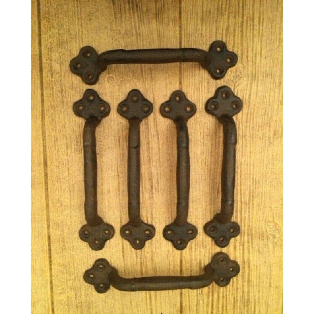Six (6) Large 9" long Cast Iron Gate Pull Handle Six (6) 0170-05122